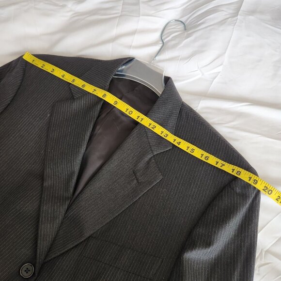 Hickey Freeman x Loro Piana Suit Wool Tasmanian Super 120s Pinstripe 43L Gray - Picture 12 of 16